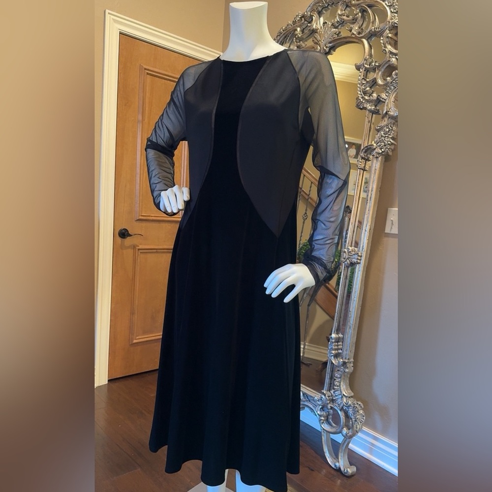 Donna Karen Velvet & Sheer Dress NWT
